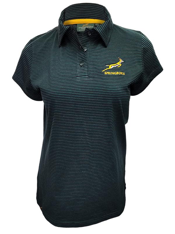 Ladies Springbok Golf Shirt Stripe Green Official Merchandise Ladies Springbok Golf Shirt Stripe Green Official Merchandise